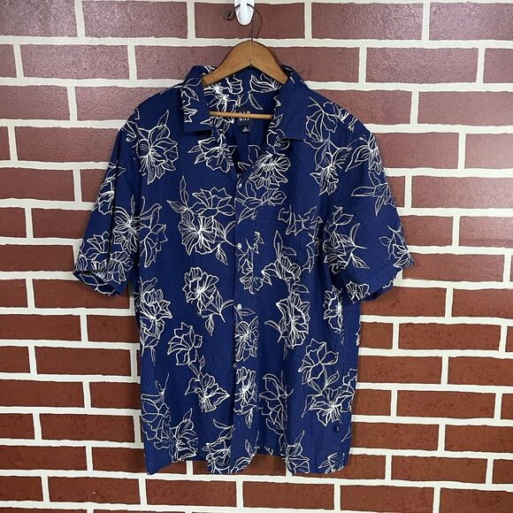 Gap Men's Short Sleeve Seersucker Vacay Shirt Size XL Blue Floral Soft Cotton - Picture 1 of 7